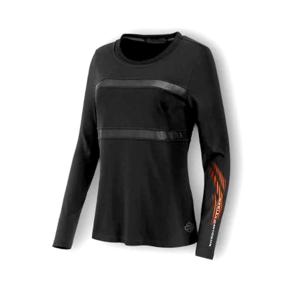 HARLEY-DAVIDSON WOMEN’S SMALL MESH STRIPE JERSEY TEE H-D MOTO COLLECTION